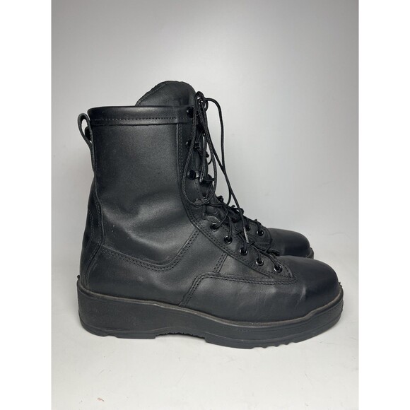 Vibram 795B Leather Navy Flight Deck Boots Size 10.5 Black Steel Toe Gortex USA - Picture 1 of 6